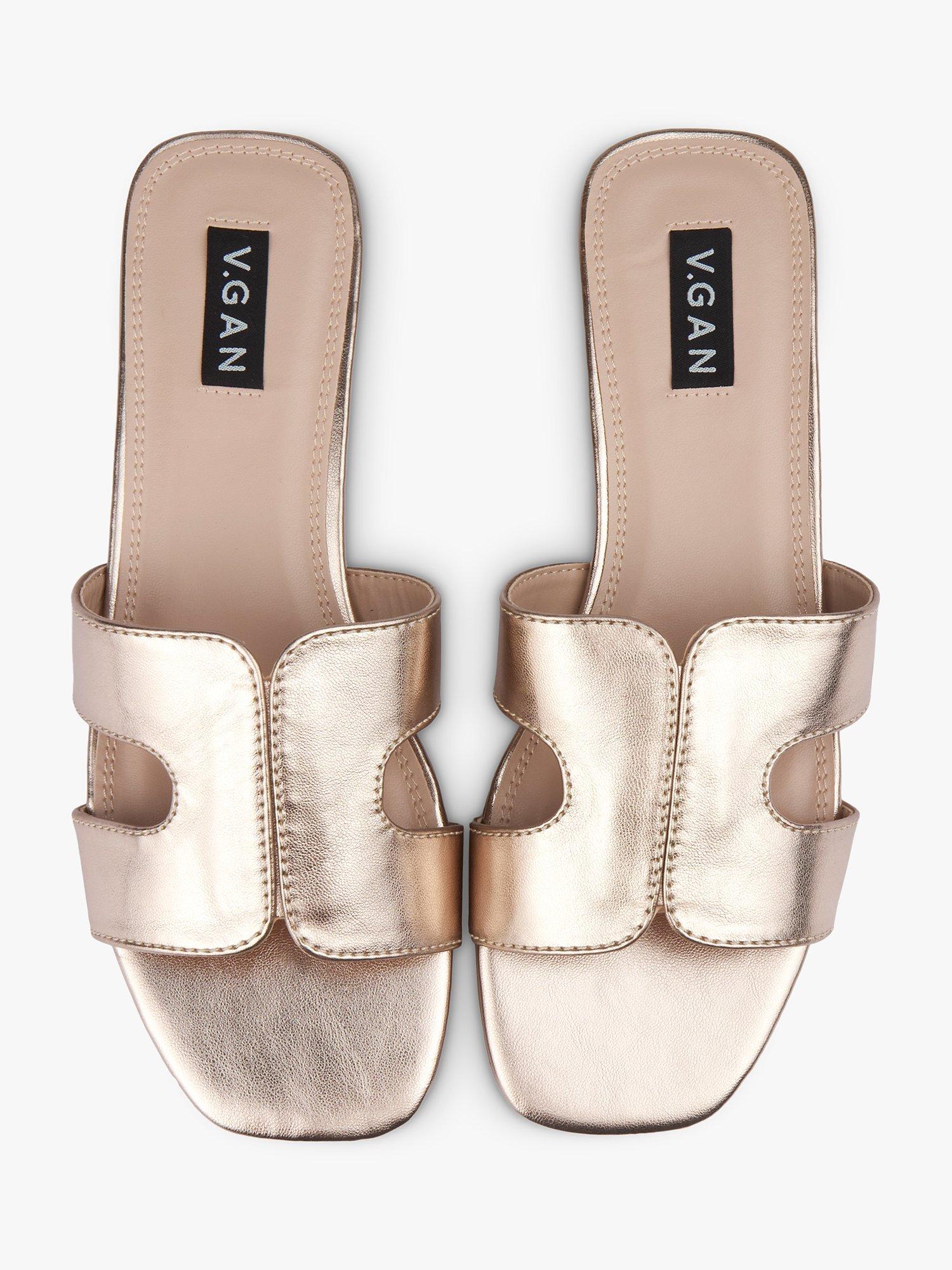 Product image 2 of 4, which shows V.GAN Vegan Bok Sandals, Gold, 3