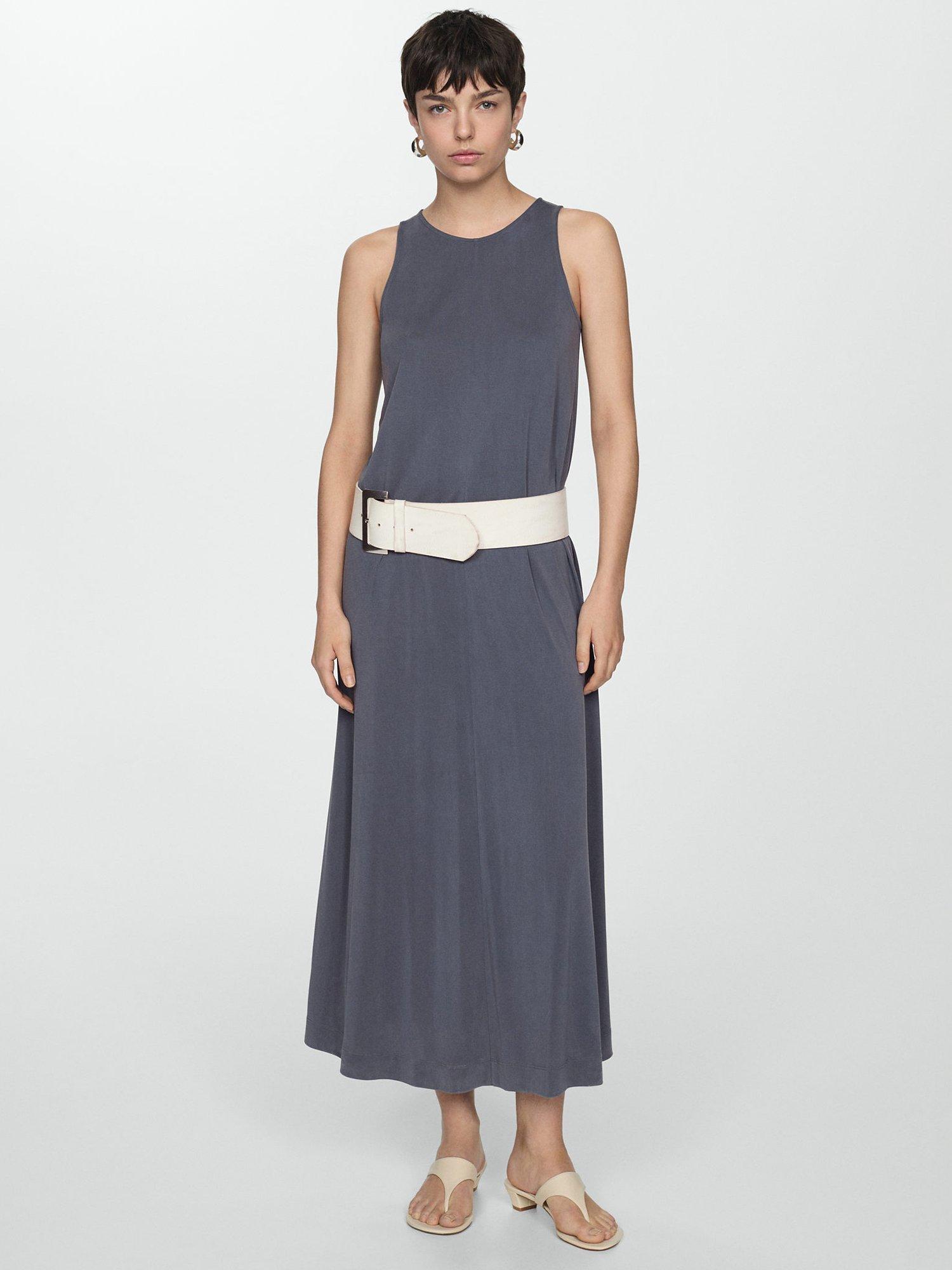 Mango Amaya Maxi Dress, Grey Blue