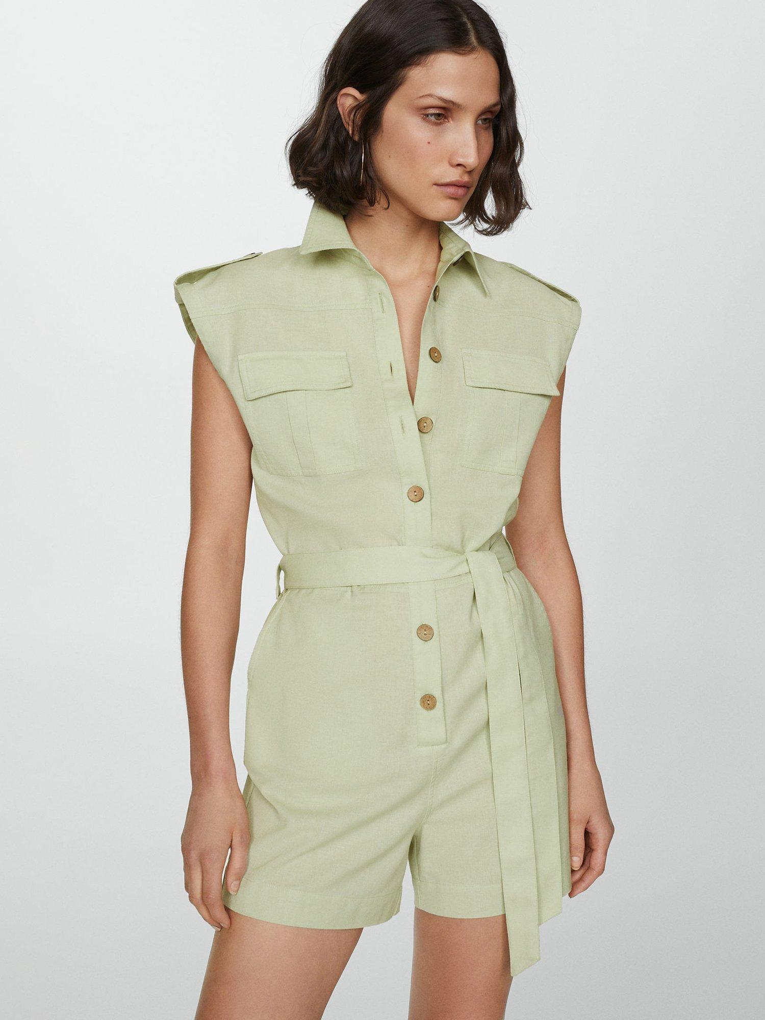 Mango Brenda Bow Short Jumpsuit Bright Green