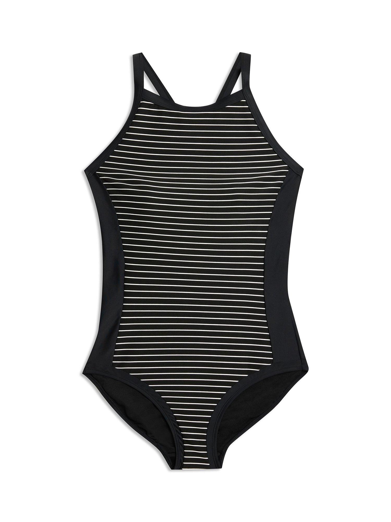 Product image 5 of 5, which shows Albaray Textured Stripe Swimsuit, Black/White, 18