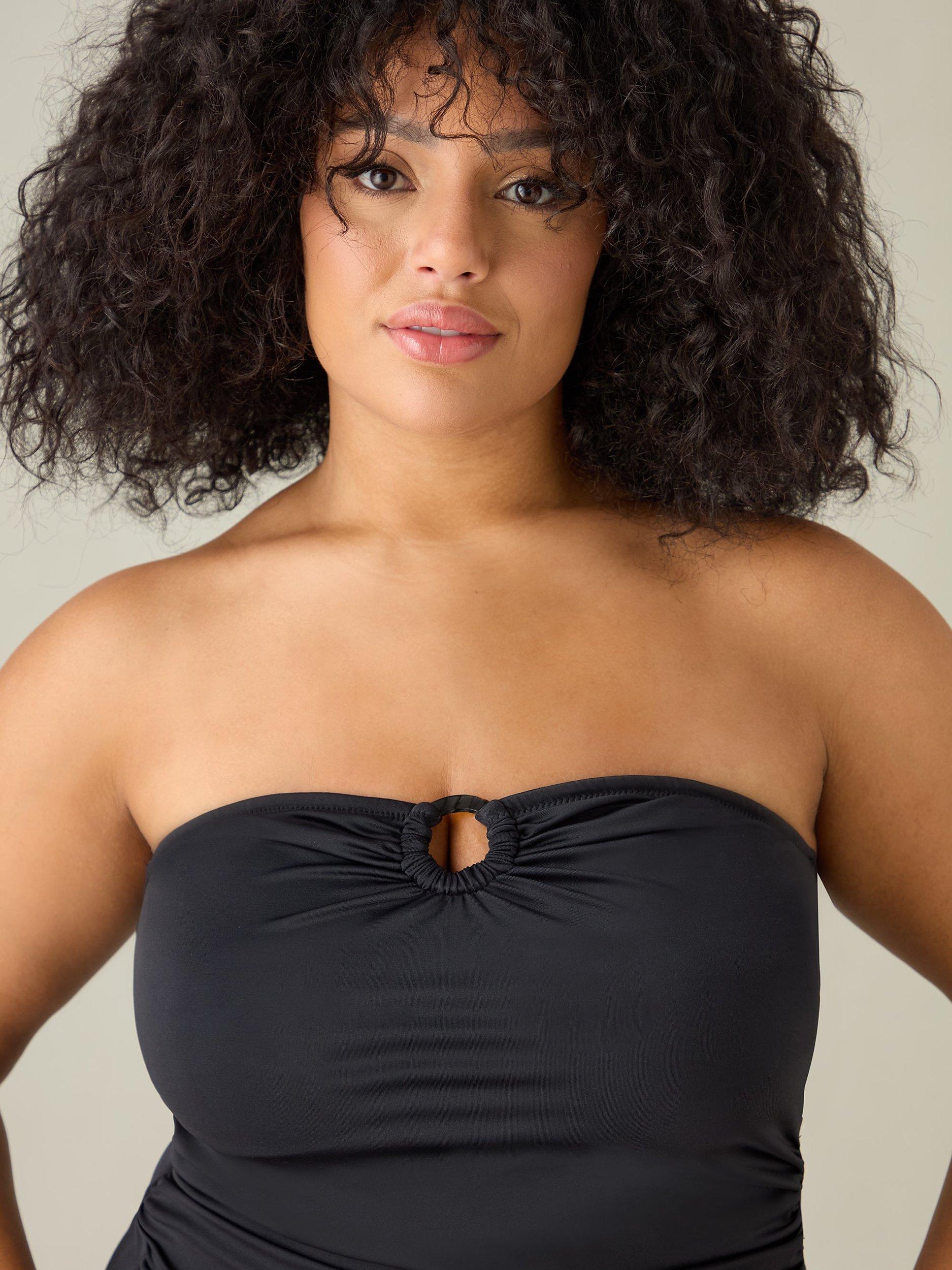 Product image 2 of 3, which shows Live Unlimited Curve High Waist Tankini Bottoms, Black, 12