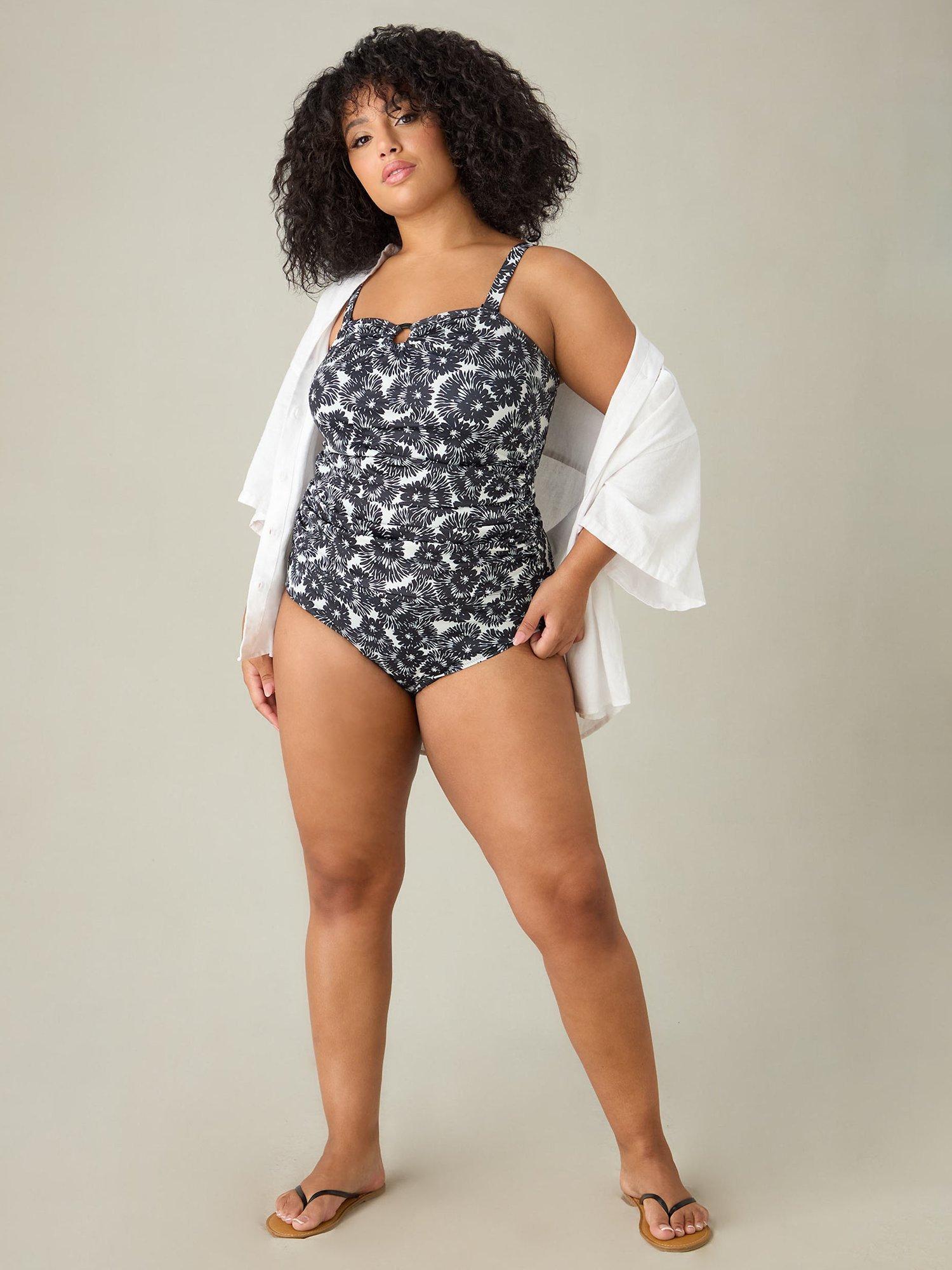 Live Unlimited Monochrome Leaf Print Tankini Bottoms, Black/White