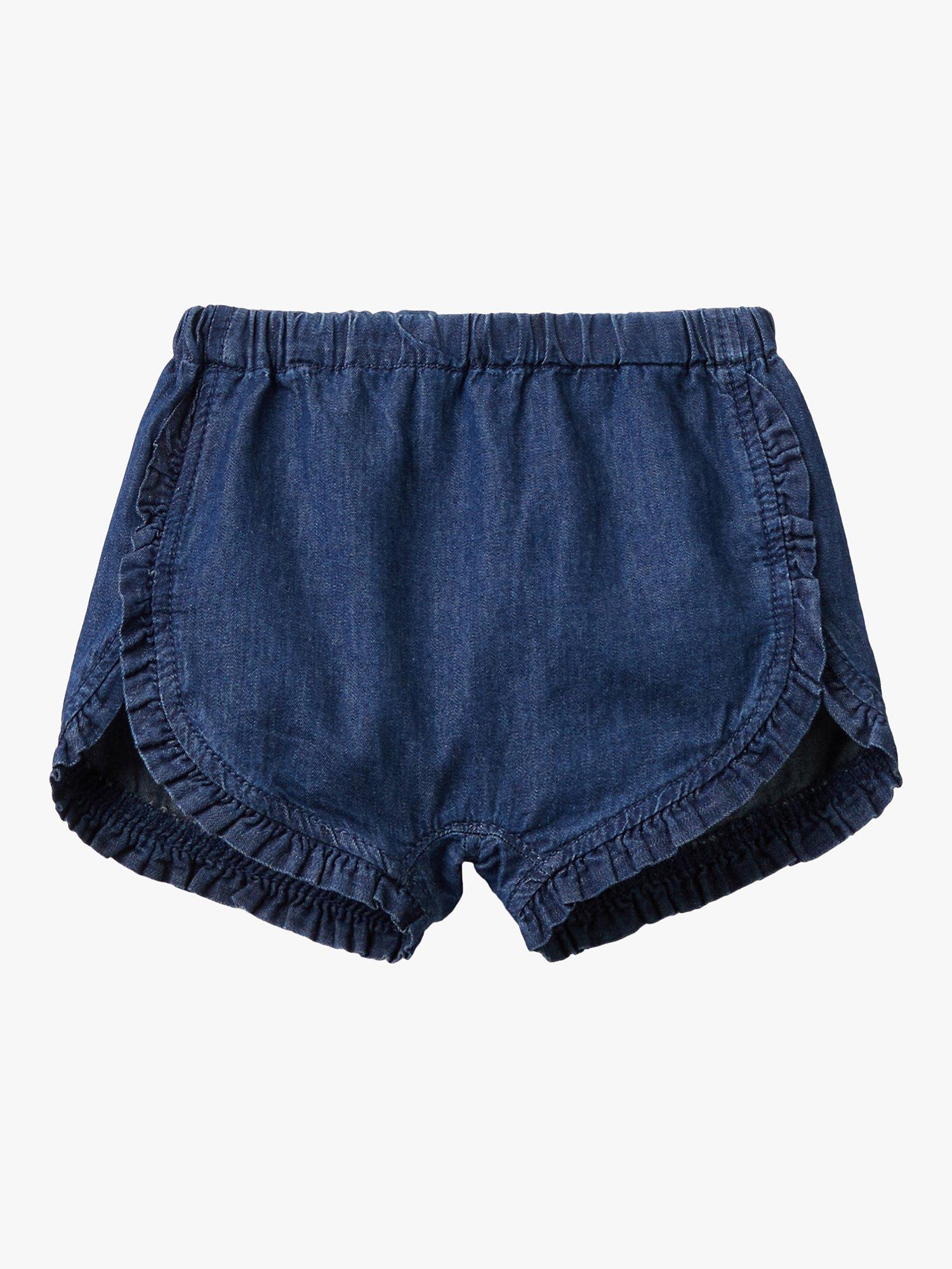 Benetton Baby Ruffle Hem Denim Shorts, Dark Denim