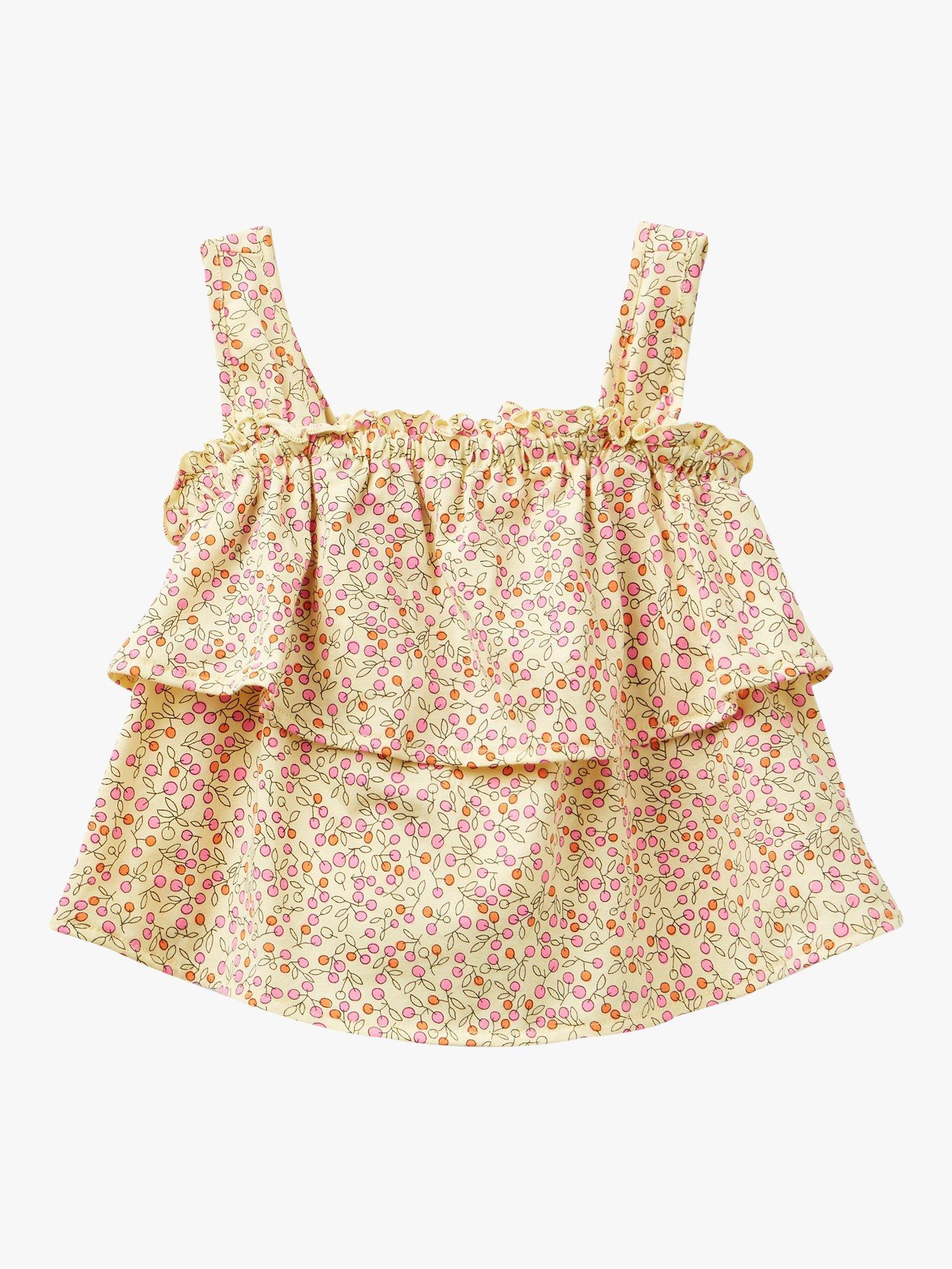 Benetton Kids' Floral Print Flounce Top, Multi