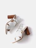 Mint Velvet Crossover Leather Block Heel Sandals, Natural Cream