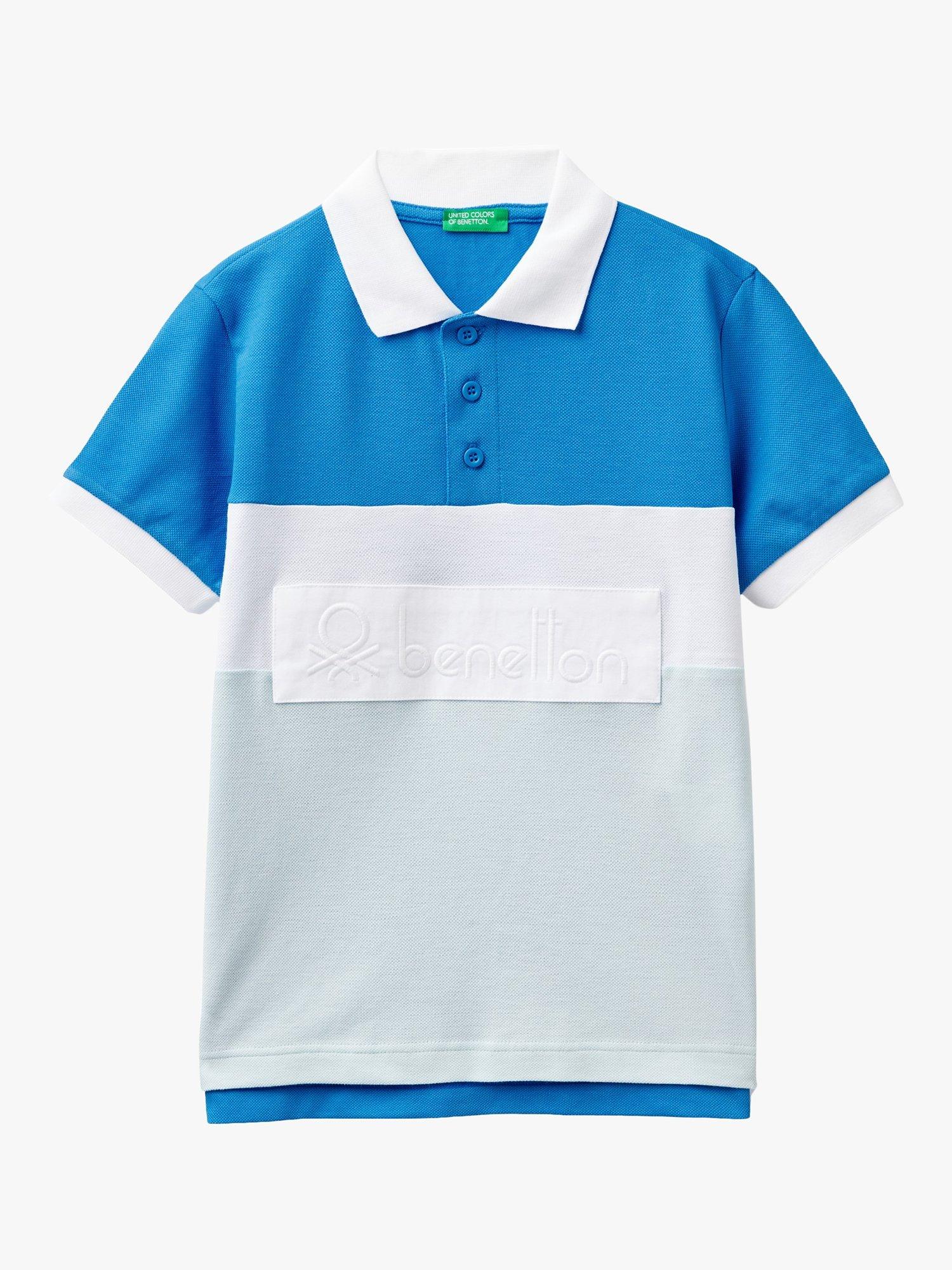 Benetton Colour Block Short Sleeve T-Shirt, Sky Blue