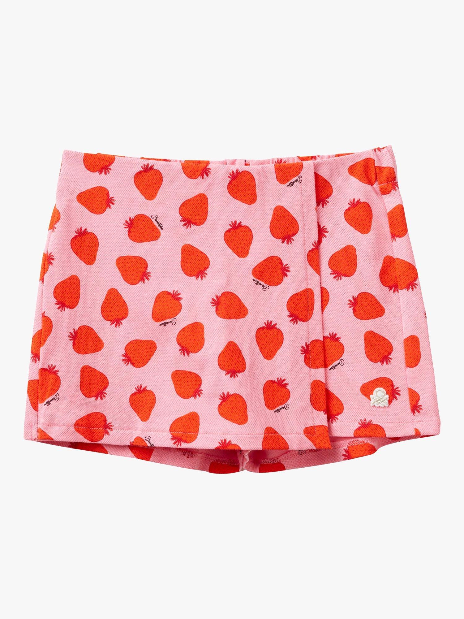 Benetton Kids' Strawberry Print Skort, Pink/Multi
