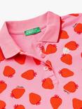 Benetton Kids' Short Sleeve Strawberry Polo Shirt, Multicolor