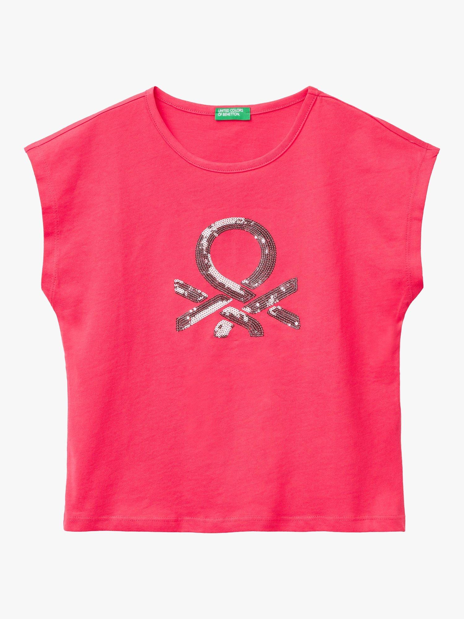 Benetton Cotton Short Sleeve T-Shirt, Magenta Red