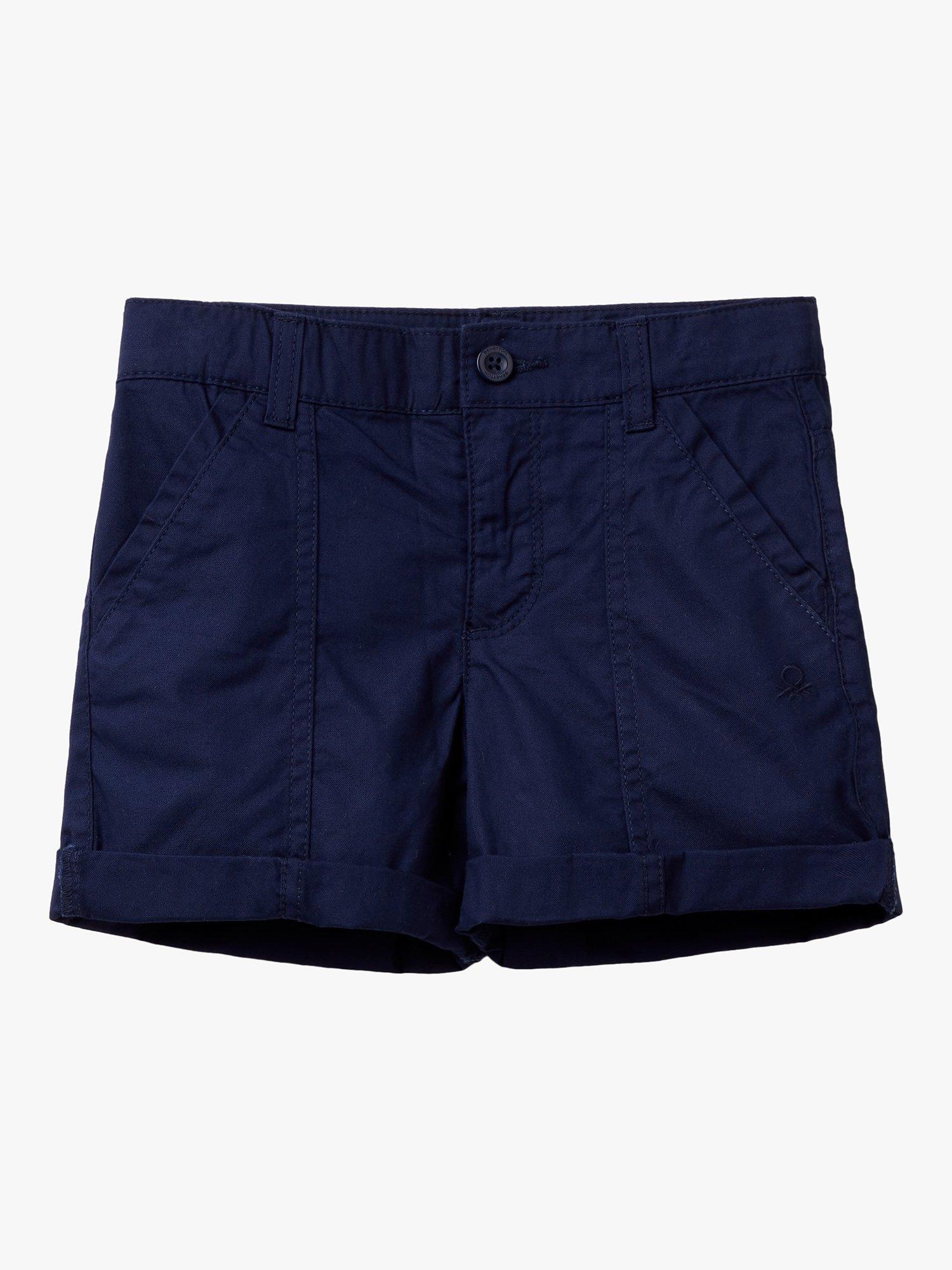 Benetton Kids' Gabardine Embroidered Logo Bermuda Shorts, Night Blue