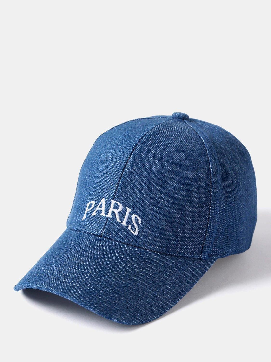 Mint Velvet Paris Slogan Baseball Cap, Blue