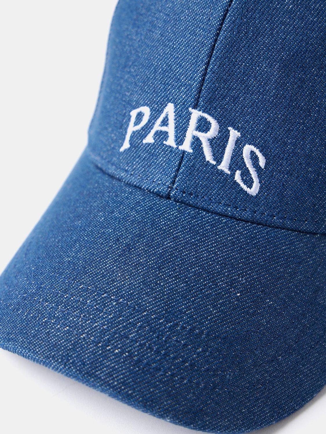 Mint Velvet Paris Slogan Baseball Cap, Blue