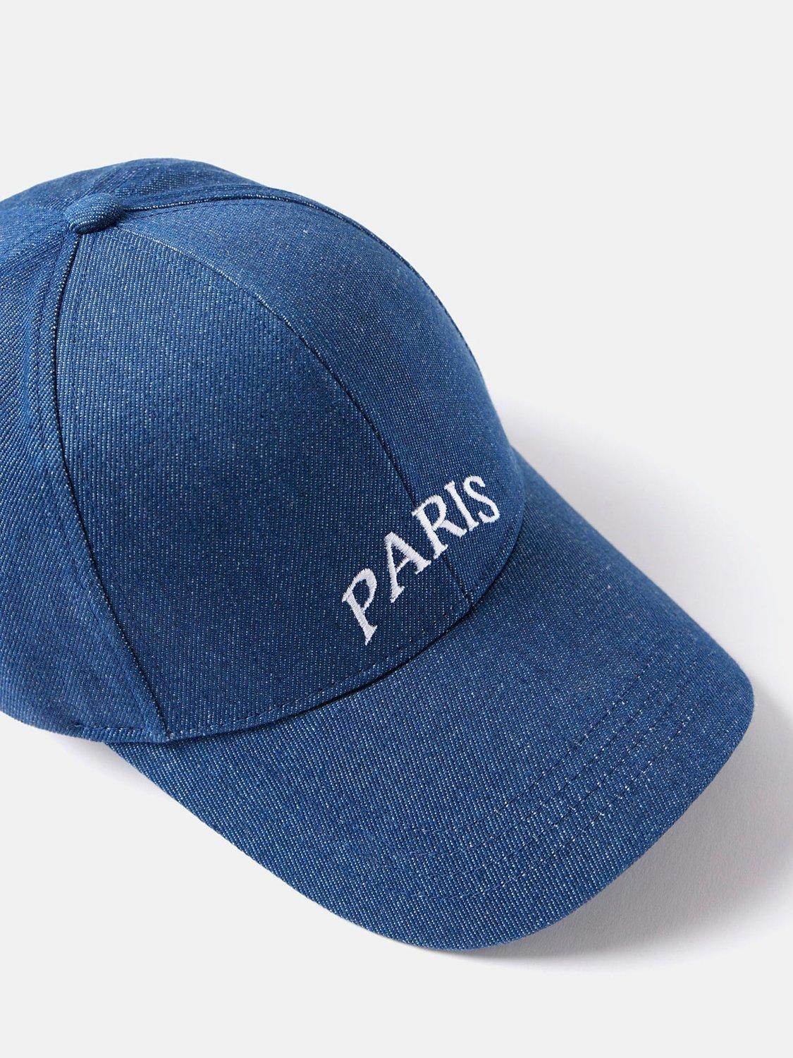 Mint Velvet Paris Slogan Baseball Cap, Blue