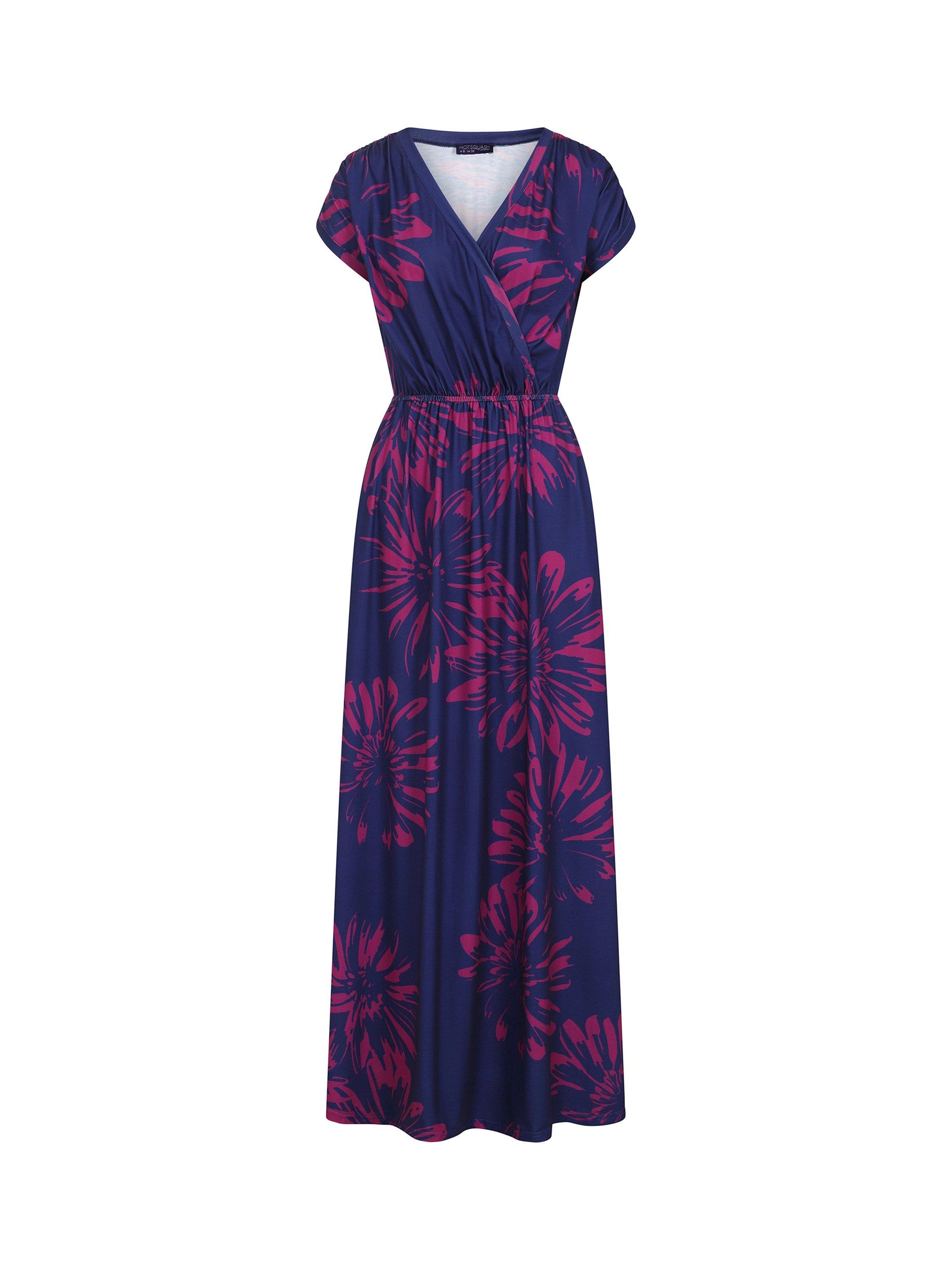 Product image 3 of 4, which shows HotSquash Petite Abstract Print Jersey Maxi Dress, Navy/Pink, 8