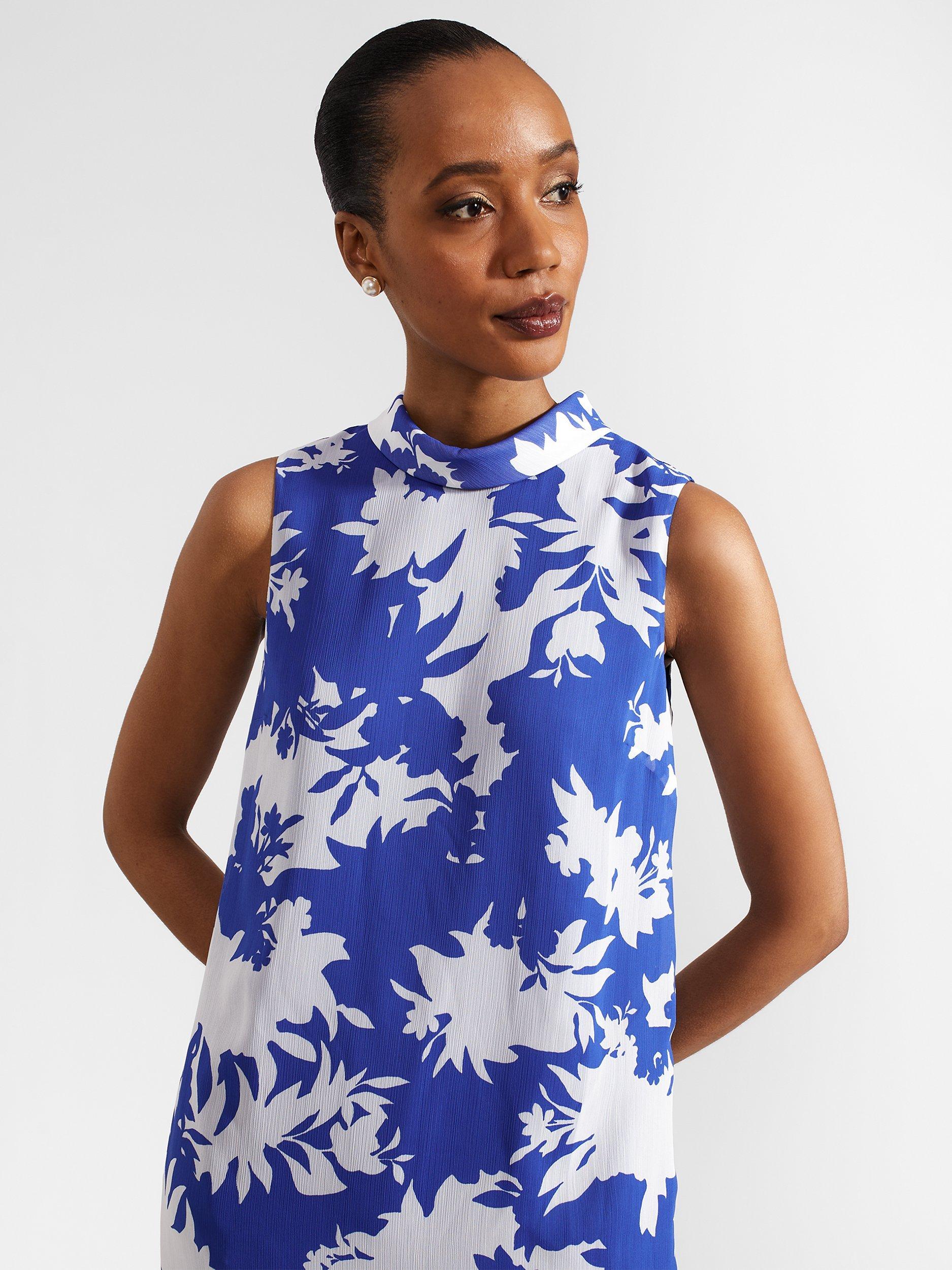Product image 3 of 6, which shows Hobbs Madeline Dress, Blue Ivory, 10