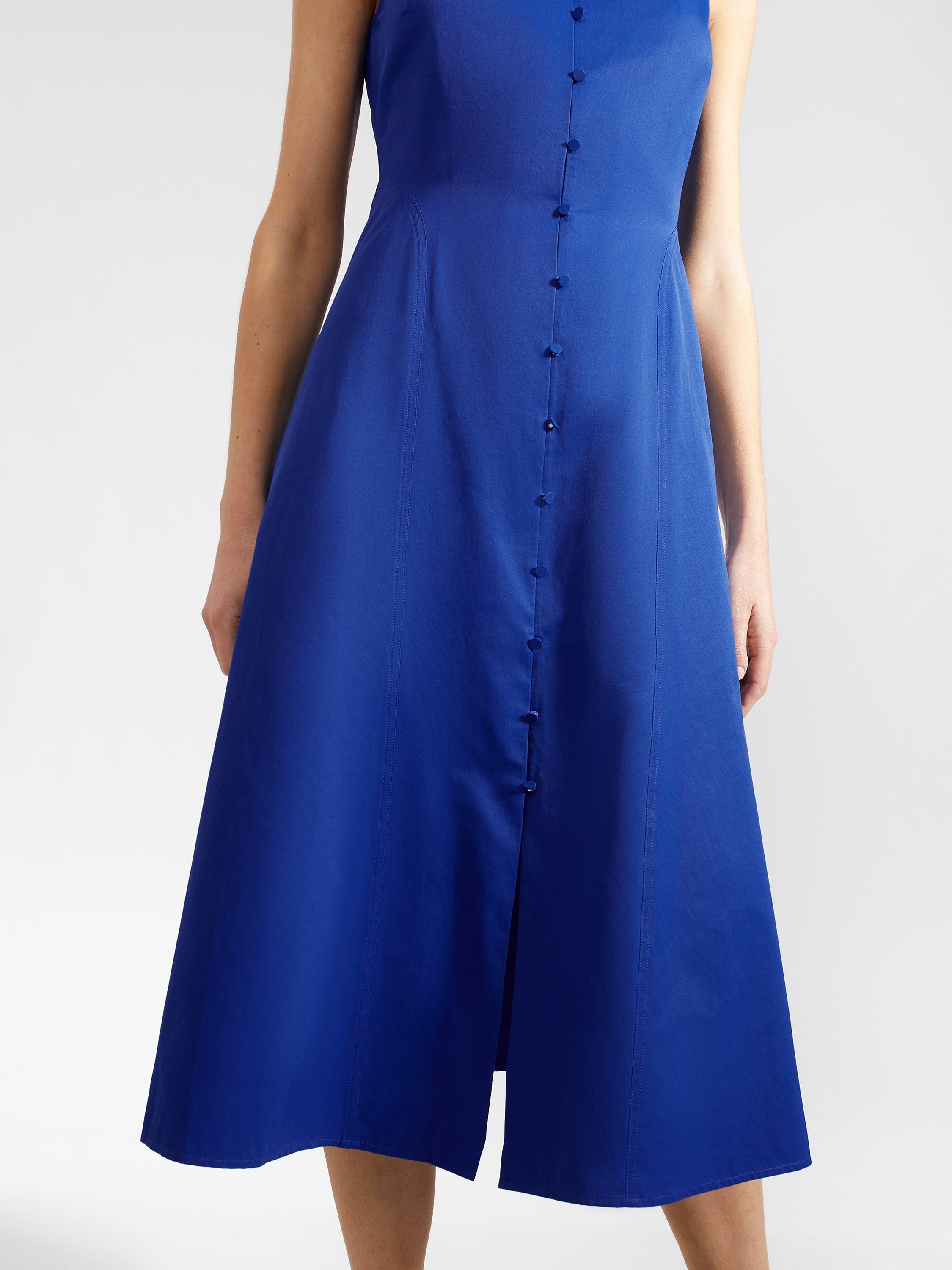 Product image 3 of 5, which shows Hobbs Cathleen Sleeveless Midi Shirt Dress, Lapis Blue, 8