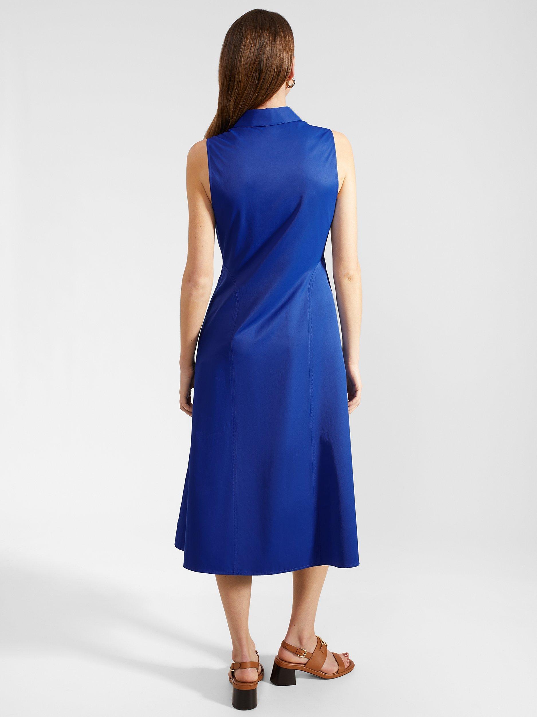 Product image 2 of 5, which shows Hobbs Cathleen Sleeveless Midi Shirt Dress, Lapis Blue, 8