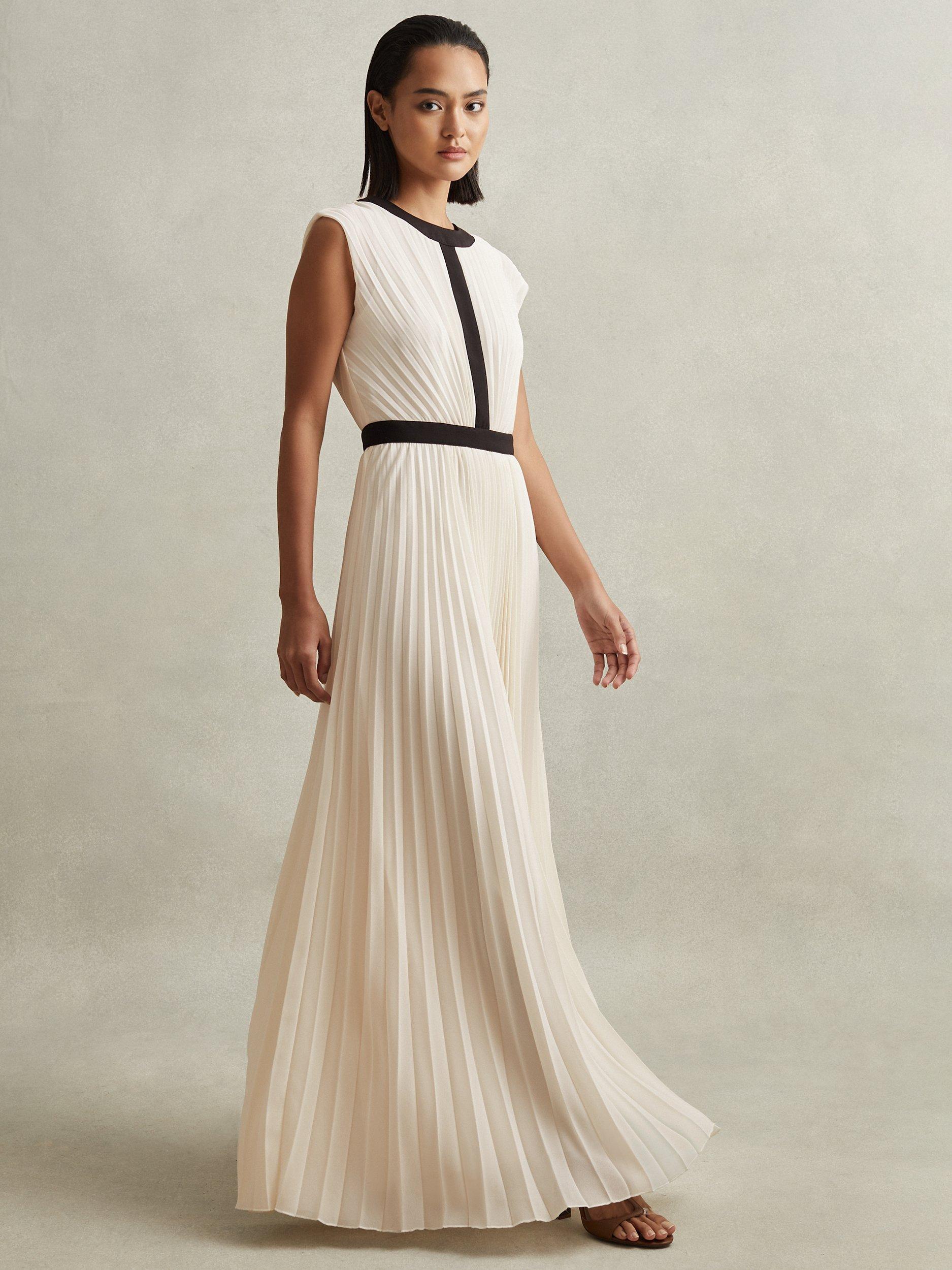 Reiss Harley Pleated Maxi Dress, White