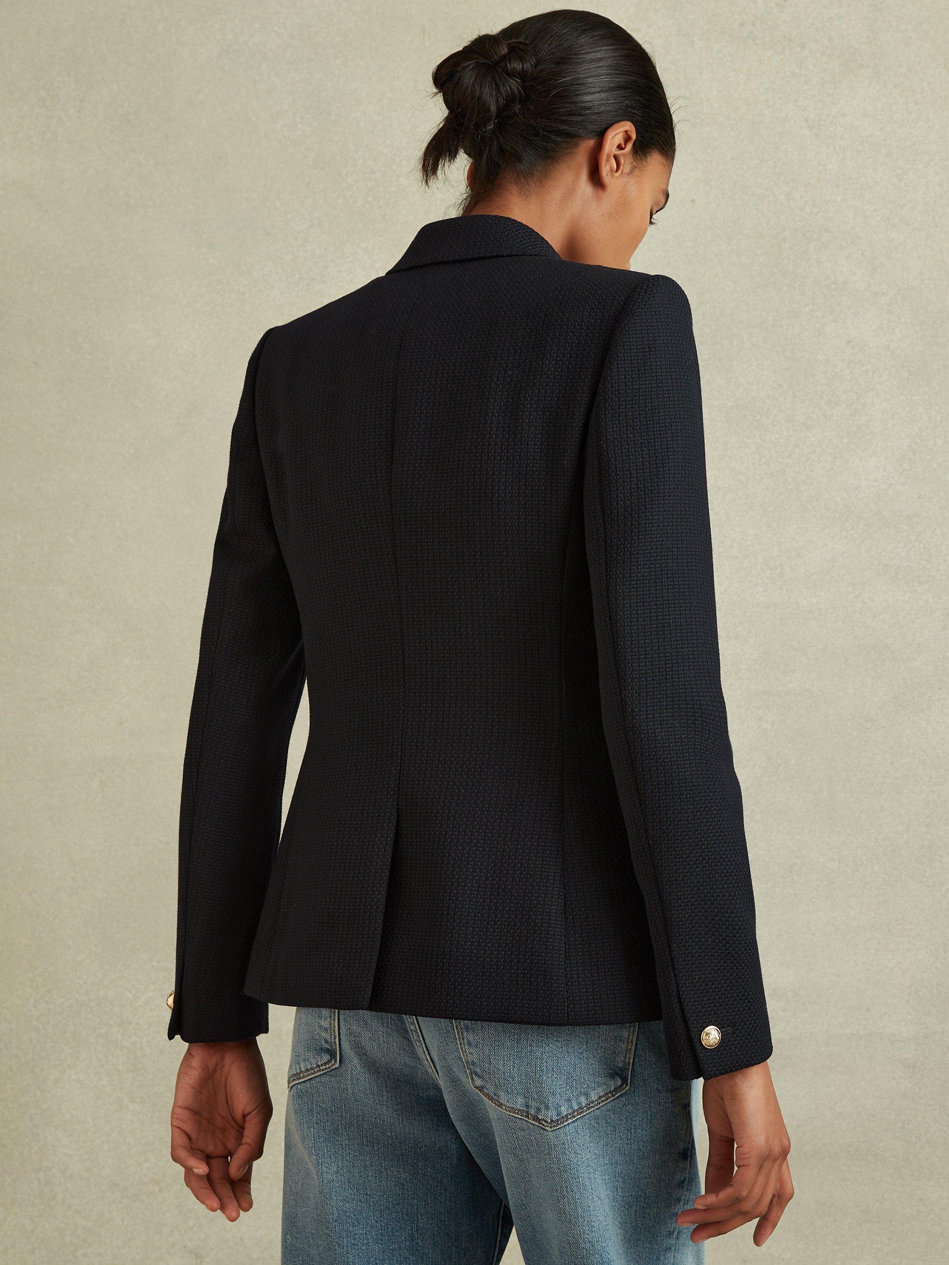 Product image 2 of 5, which shows Reiss Tally Double Breasted Wool Blend Blazer, Navy, 6