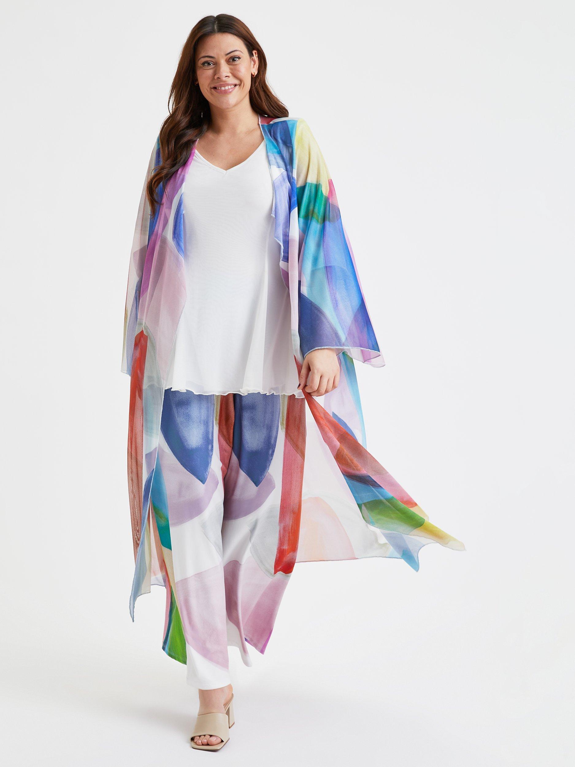 Scarlett & Jo Summer Longline Cardigan, Ivory/Multi