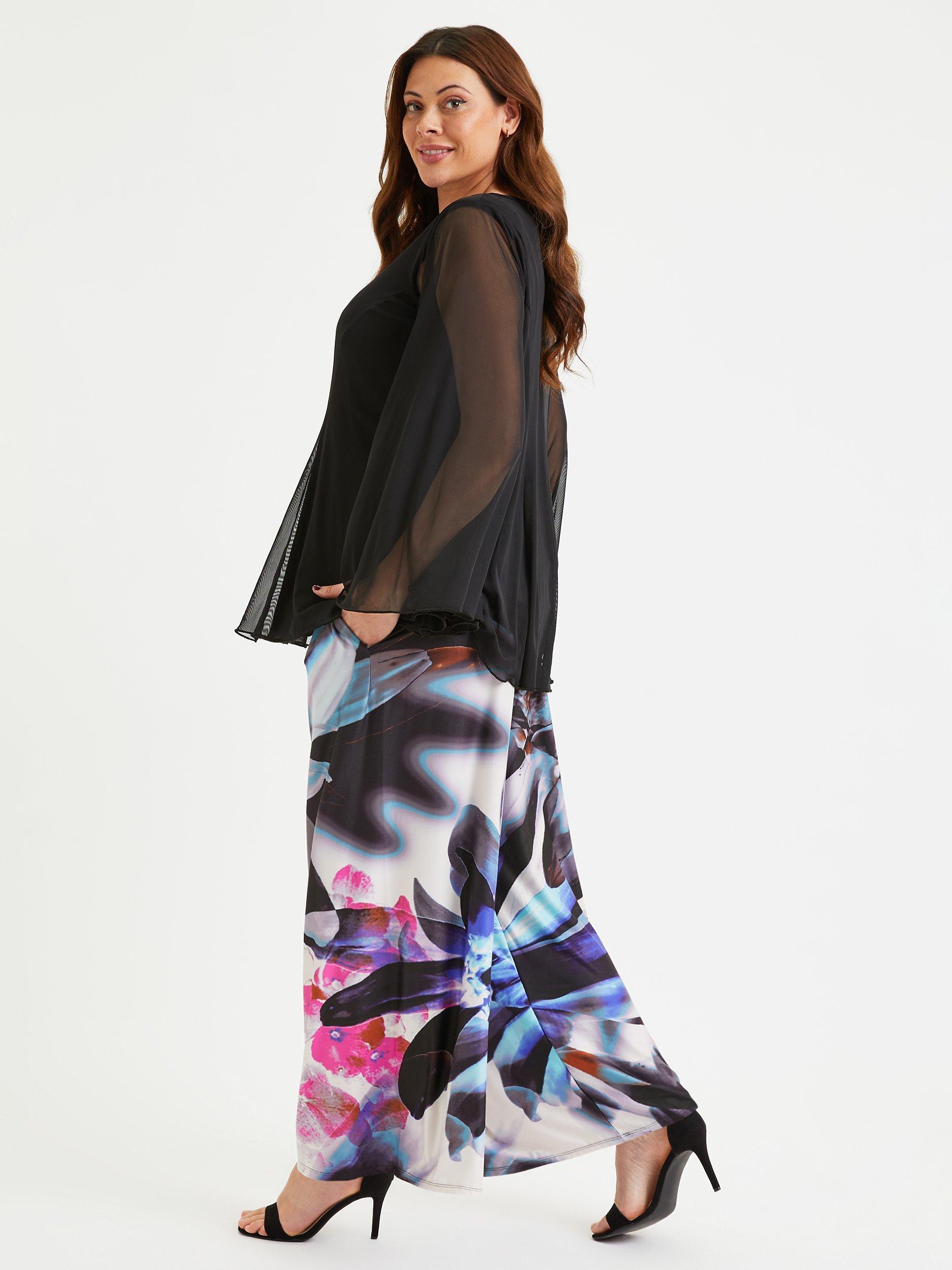 Product image 3 of 4, which shows Scarlett & Jo Abstract Floral Print Wide Leg Lounge Trousers, Multi, 16