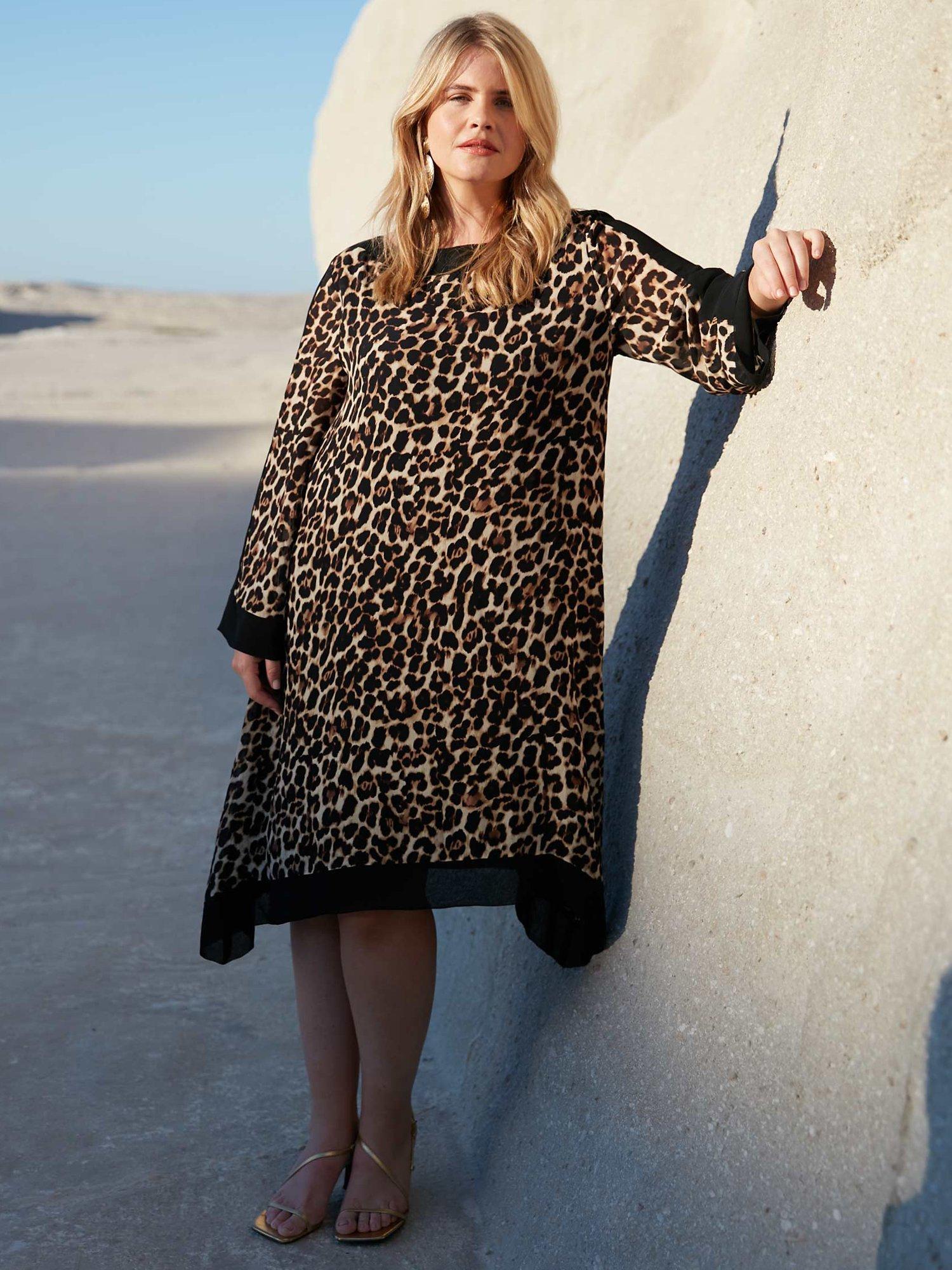 Live Unlimited Curve Leopard Print Hanky Hem Dress Multi