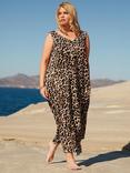 Live Unlimited Curve Leopard Print V-Neck Maxi Dress, Brown