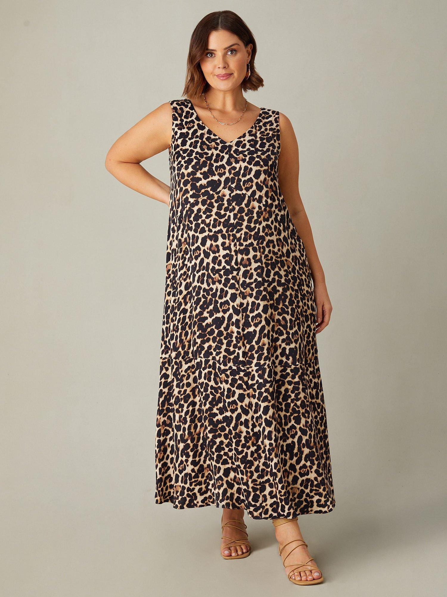 Product image 3 of 5, which shows Live Unlimited Curve Leopard Print V-Neck Maxi Dress, Brown, 12
