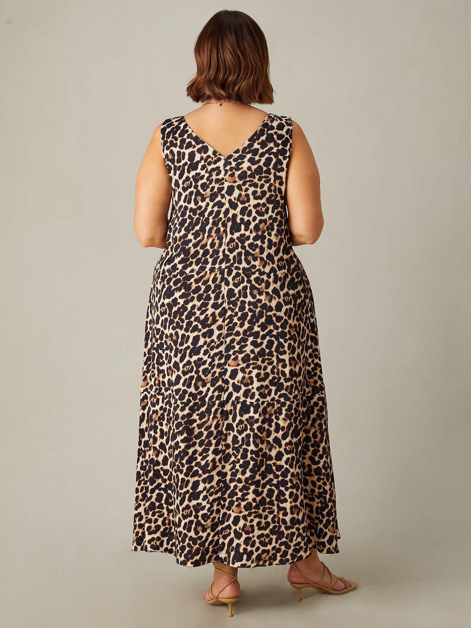 Product image 5 of 5, which shows Live Unlimited Curve Leopard Print V-Neck Maxi Dress, Brown, 12