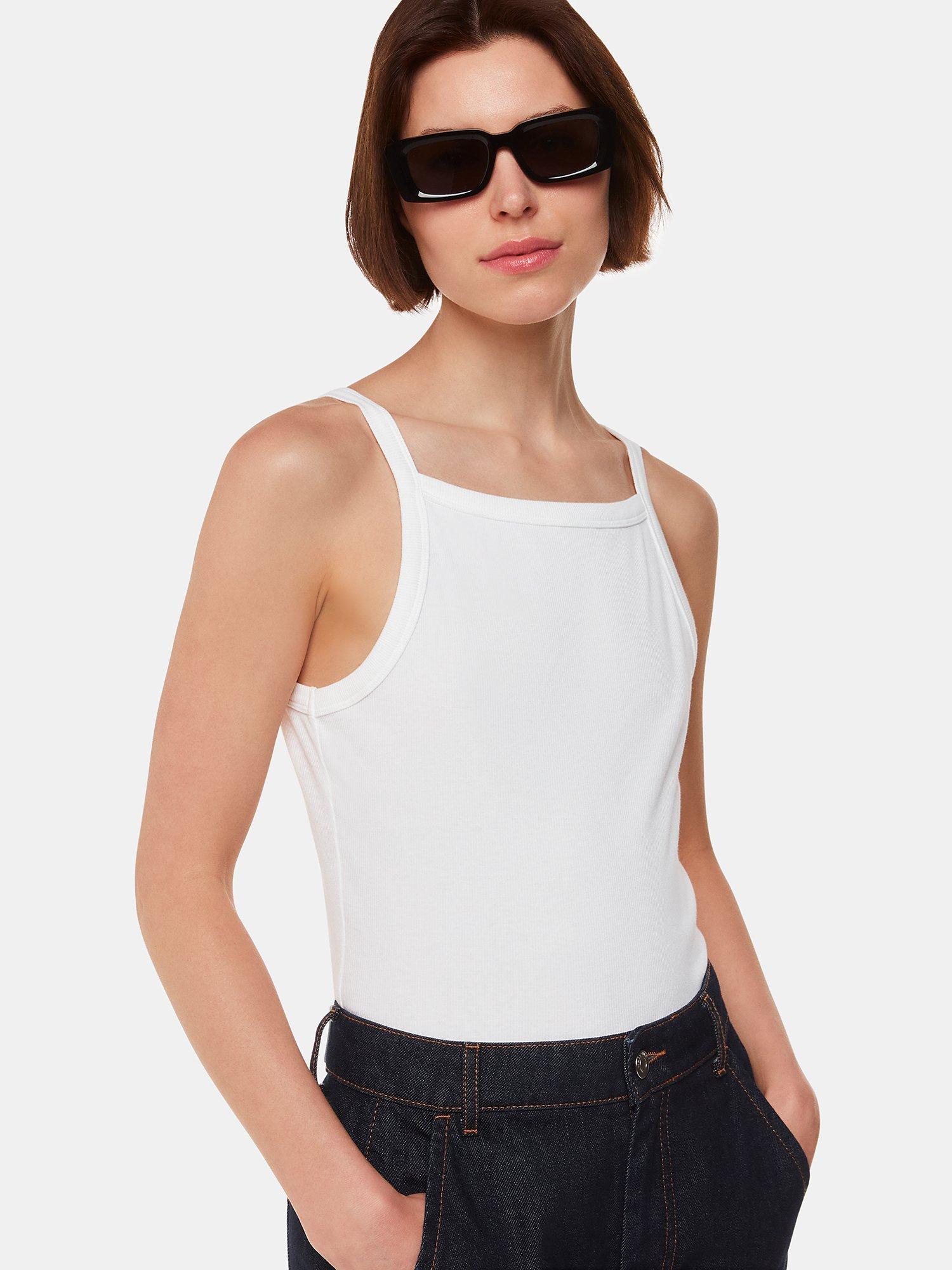 Product image 1 of 5, which shows Whistles Straight Neck Vest, White, XS