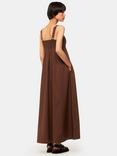 Whistles Petite Anna Cotton Midi Sundress, Brown