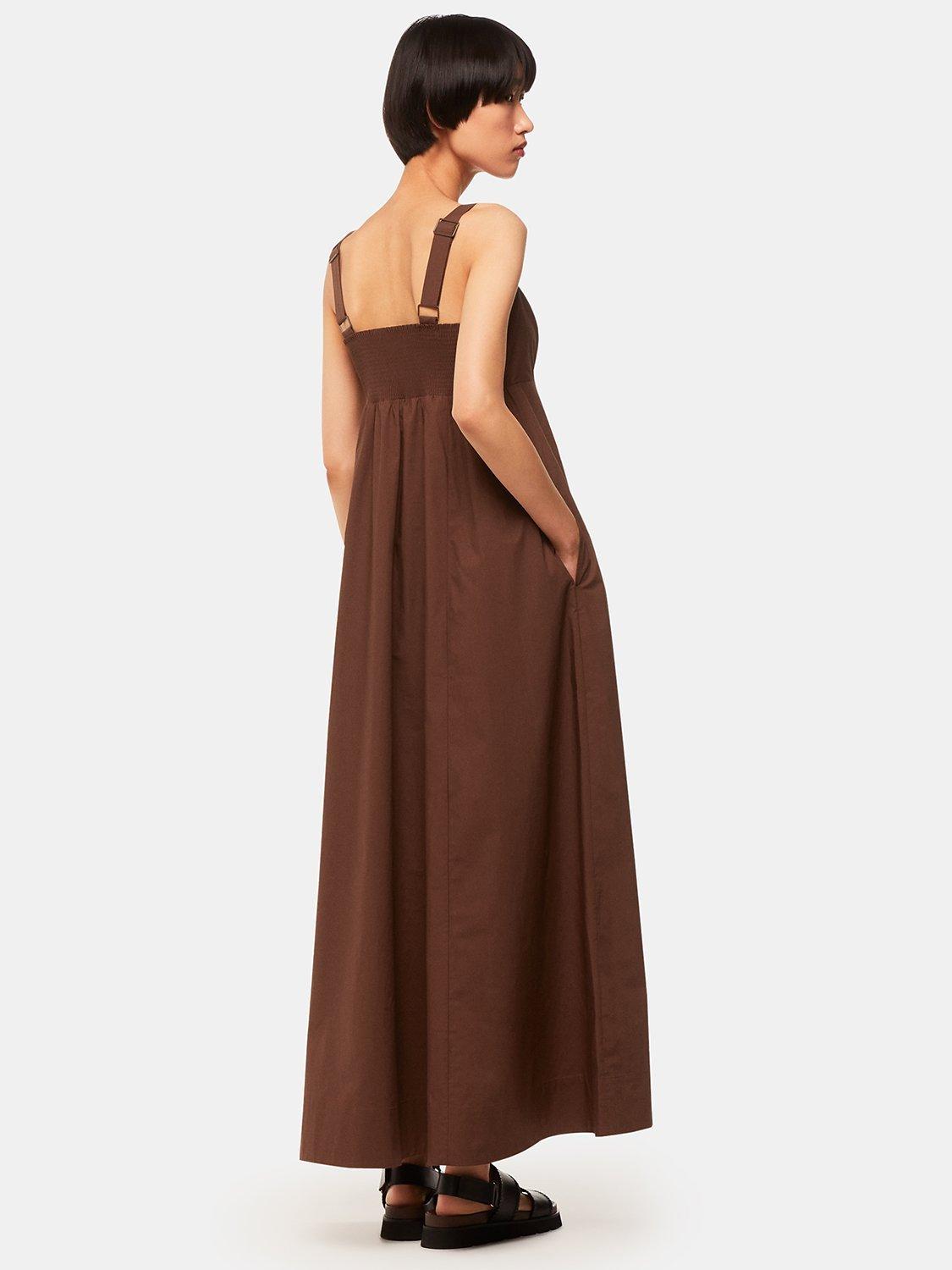 Product image 2 of 6, which shows Whistles Anna A-Line Midi Dress, Brown, 18