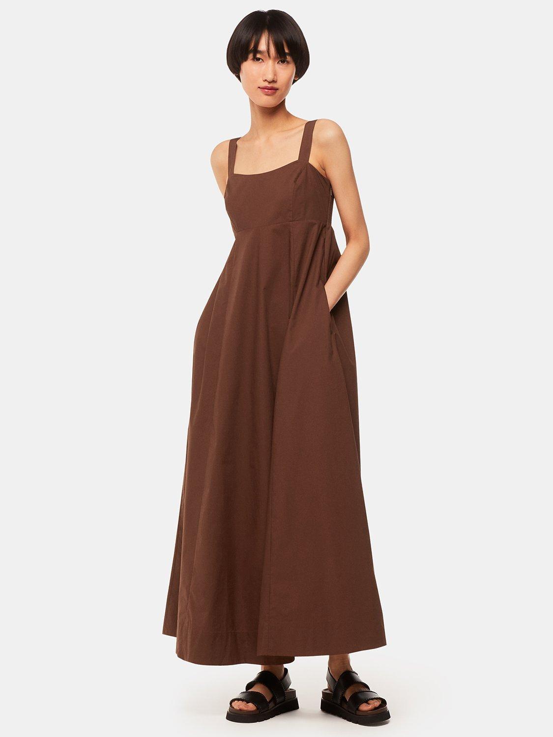 Product image 4 of 6, which shows Whistles Anna A-Line Midi Dress, Brown, 18