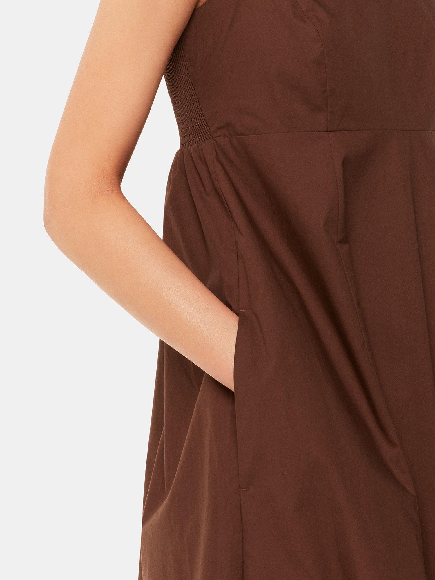Product image 5 of 6, which shows Whistles Anna A-Line Midi Dress, Brown, 18