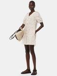 Whistles Palm Print Linen Rich Dress, Ivory/Multi