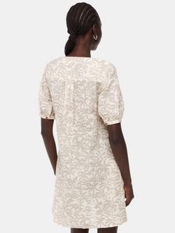 Whistles Palm Print Linen Rich Dress, Ivory/Multi - view 2, Ivory/Multi