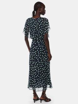 Whistles Moon Spot Print Midi Dress, Navy/Multi - view 2, Navy/Multi