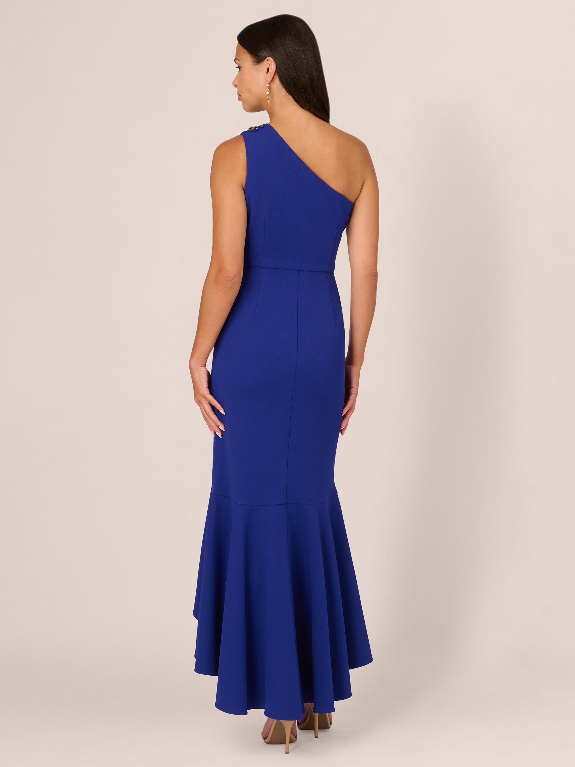 Product image 2 of 7, which shows Adrianna Papell Studio Beaded Knit Crepe Maxi Dress, Royal Sapphire, 6