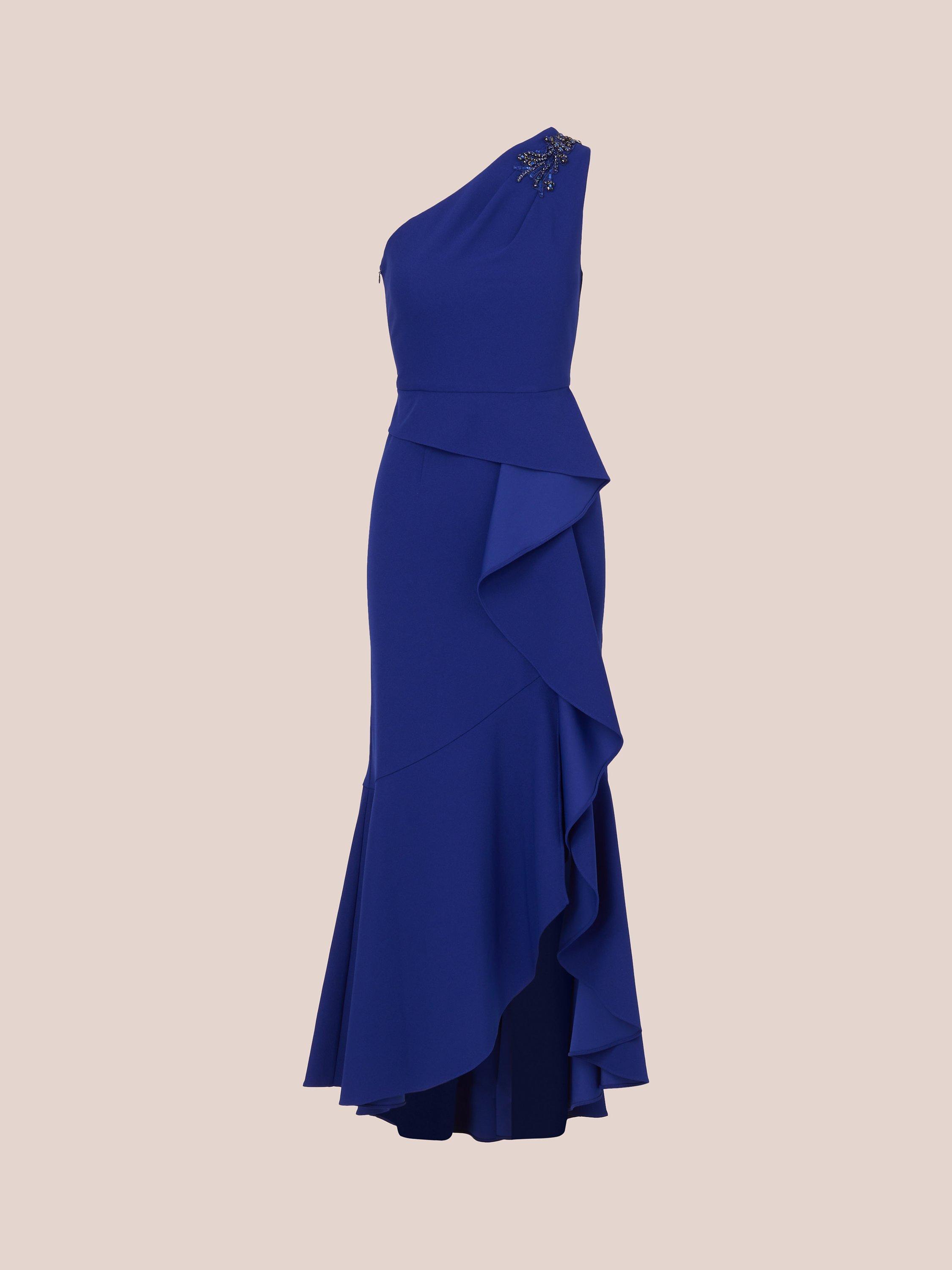 Product image 6 of 7, which shows Adrianna Papell Studio Beaded Knit Crepe Maxi Dress, Royal Sapphire, 6