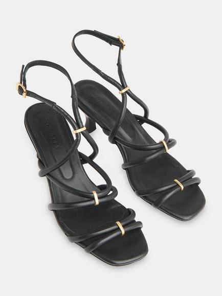 Whistles Niomie Kitten Heel Strappy Sandals - view 2, Black