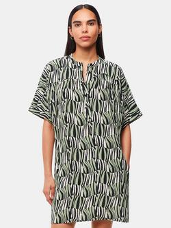 Whistles Checkerboard Tiger Print Tunic Dress, Green/Multi, Green/Multi
