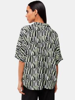 Whistles Checkerboard Tiger Print Popover Shirt, Green/Multi - view 2, Green/Multi