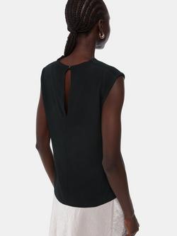 Whistles Crinkle Sleeveless Tank Top, Black - view 2, Black