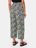 Whistles Checkerboard Tiger Print Wide Leg Trousers, Green/Multi