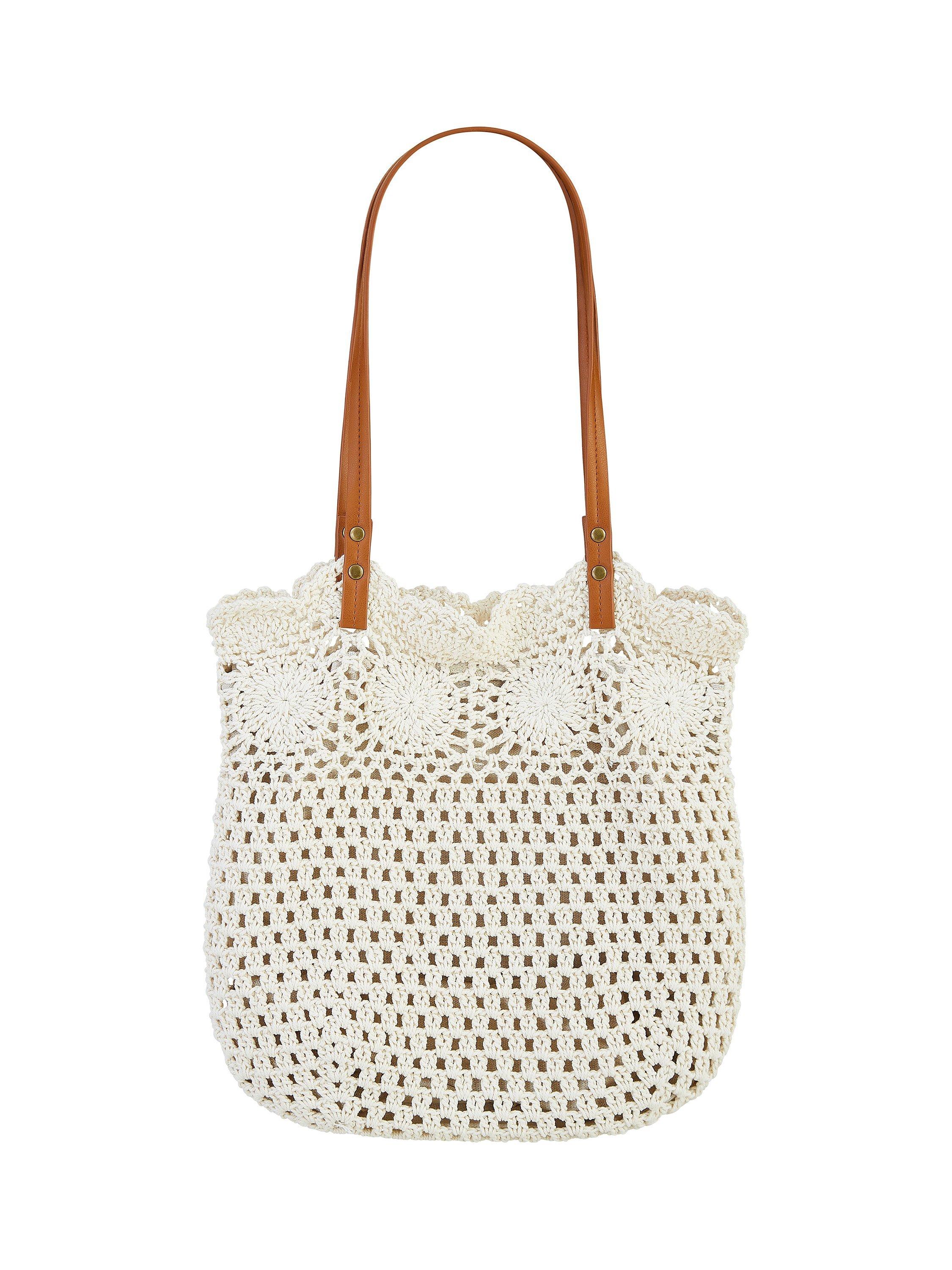 Product image 1 of 5, which shows Yumi Crochet Shoulder Bag, Ivory