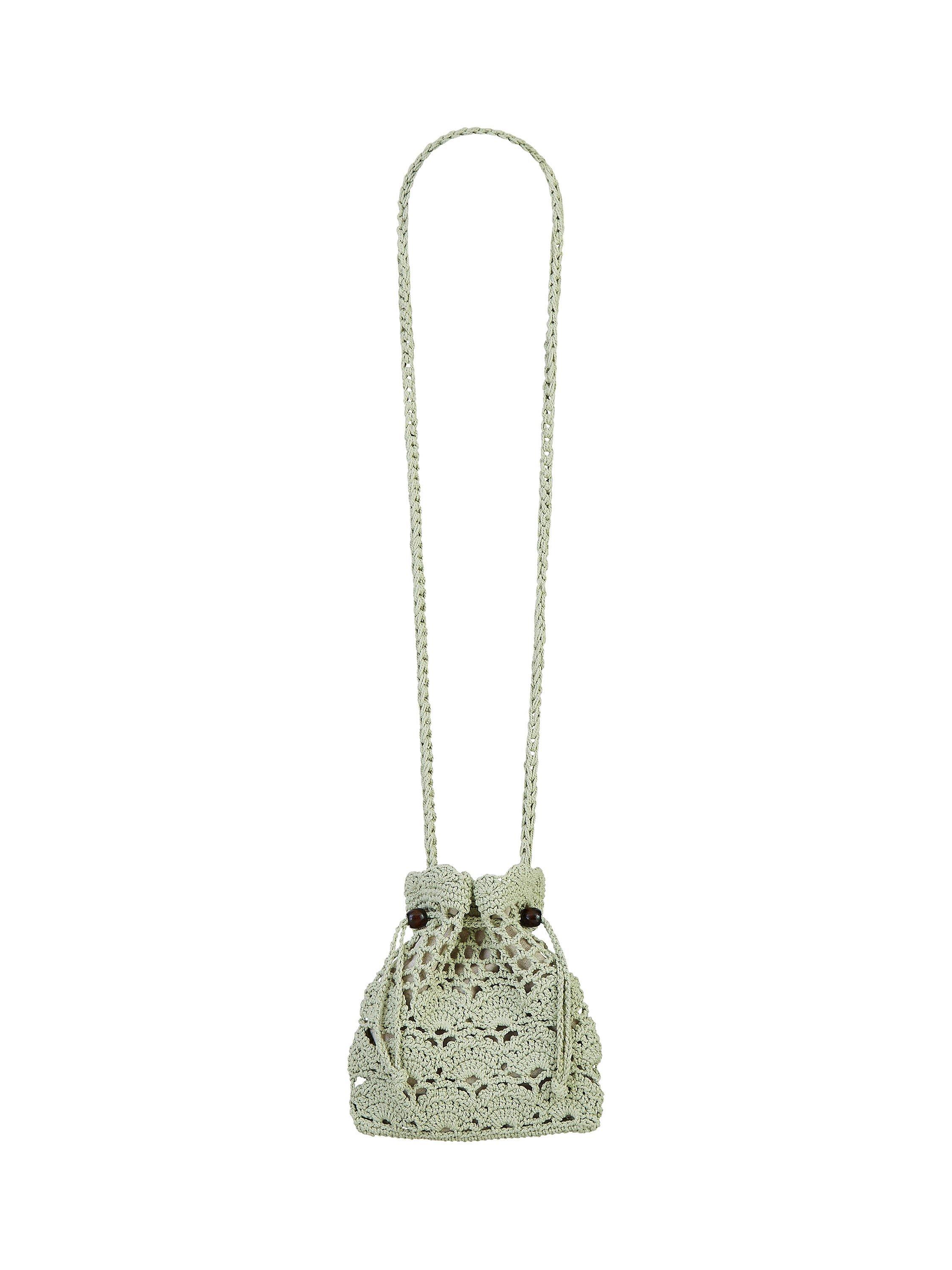Product image 3 of 6, which shows Yumi Crochet Bag With Beaded Trim, Green, One Size