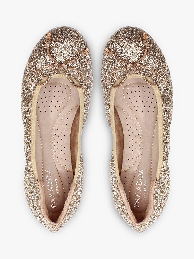 Product image 3 of 5, which shows Paradox London Xailya Glitter Ballet Pumps, Champagne, 3