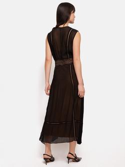 Jigsaw Crinkle Lace Trim Midi Dress, Black - view 2, Black