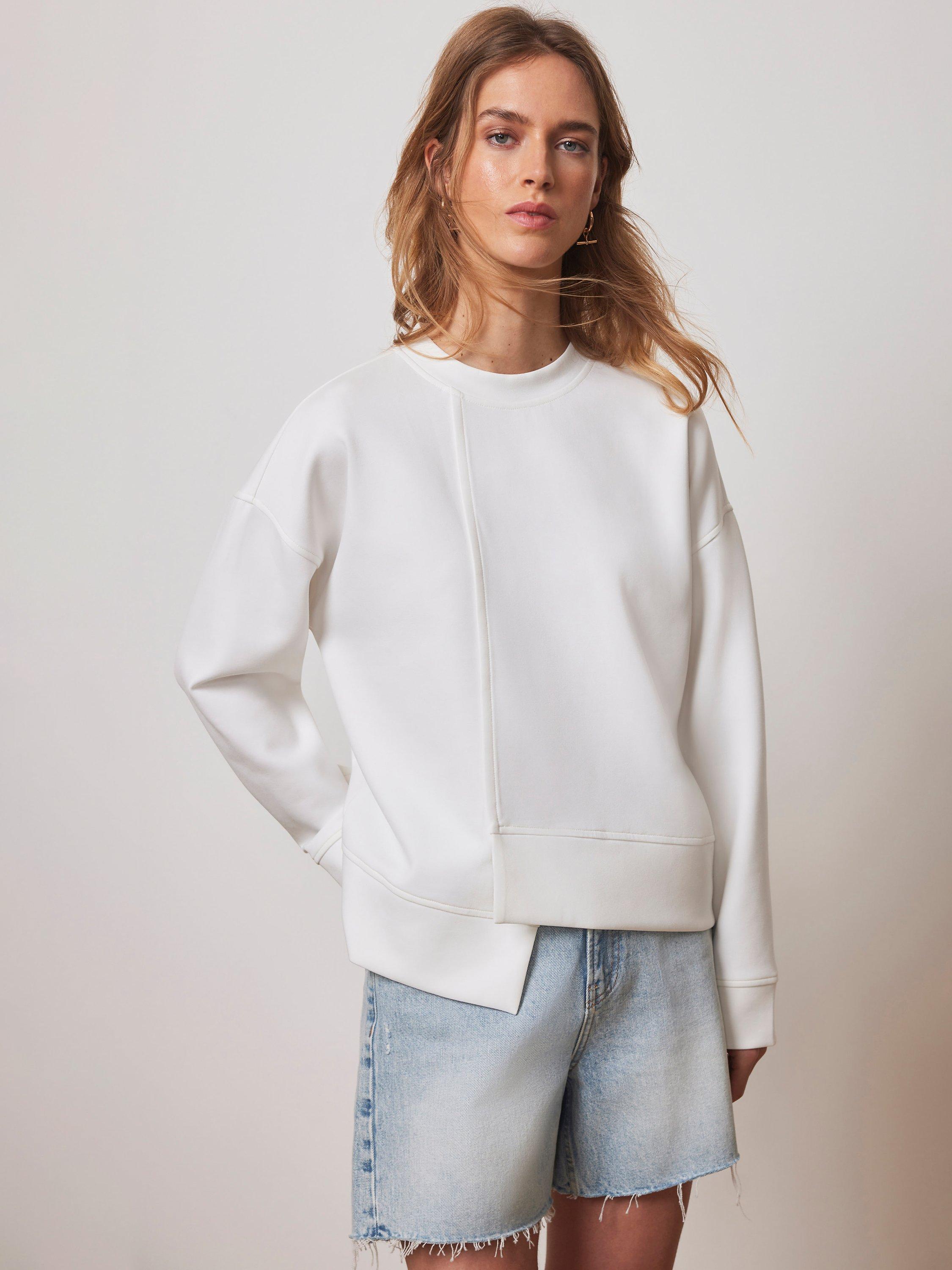 Mint Velvet Asymmetric Hem Sweatshirt, Ivory