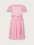 Monsoon Kids' Ombre Ruffle Sleeve Occasion Dress, Lilac/Multi